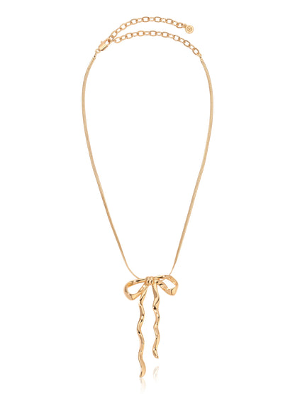 Bow Organica Pendant Necklace - 18k Gold Plated | Ettika
