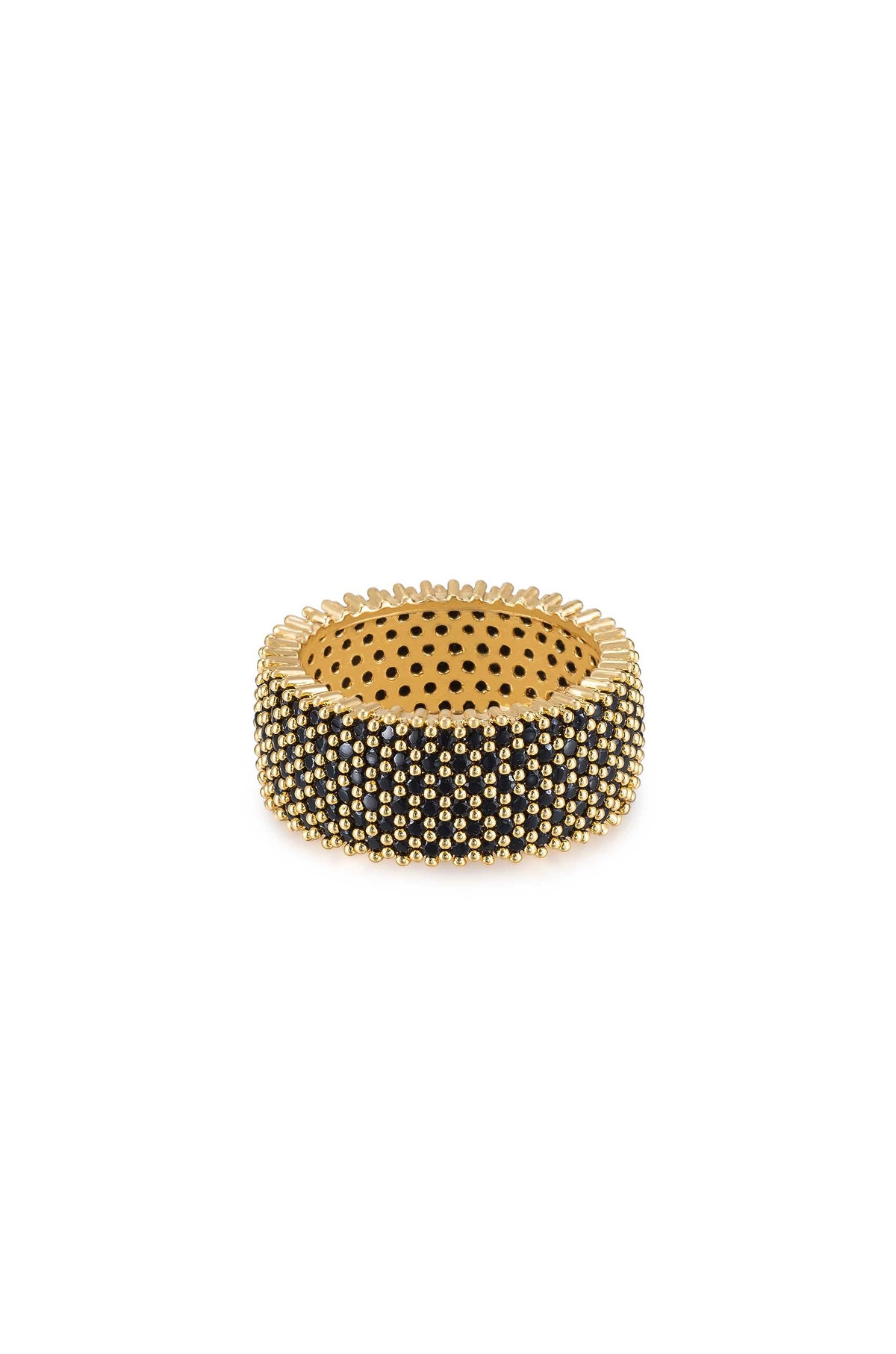 Crystal Thick Band Ring - Black Crystal with 18k Gold Plating | Ettika