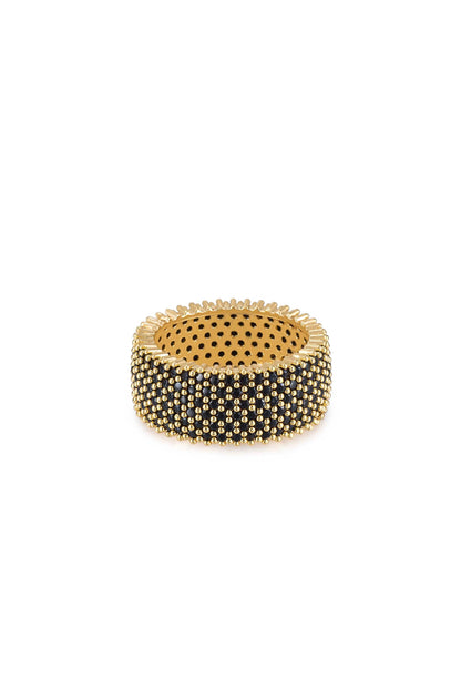 Crystal Thick Band Ring - Black Crystal with 18k Gold Plating | Ettika