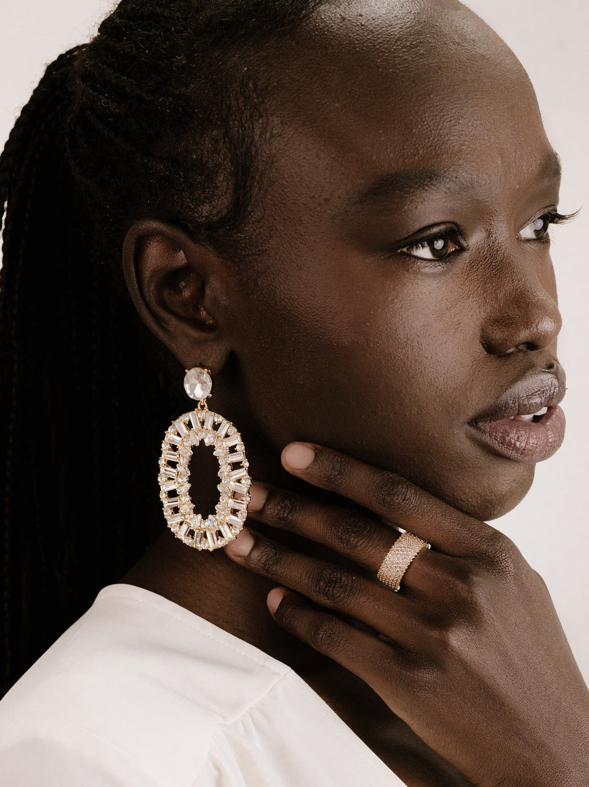 Crystal Thick Band Ring - Black Crystal with 18k Gold Plating | Ettika