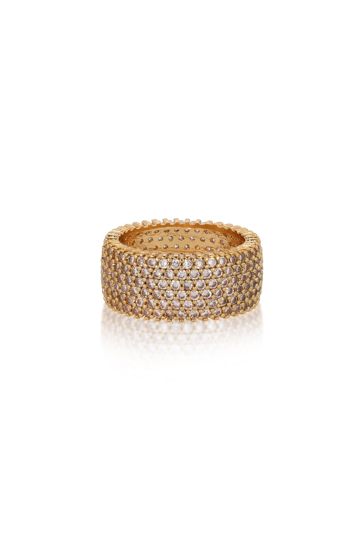 Crystal Thick Band Ring - Black Crystal with 18k Gold Plating | Ettika