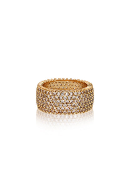 Crystal Thick Band Ring - Black Crystal with 18k Gold Plating | Ettika