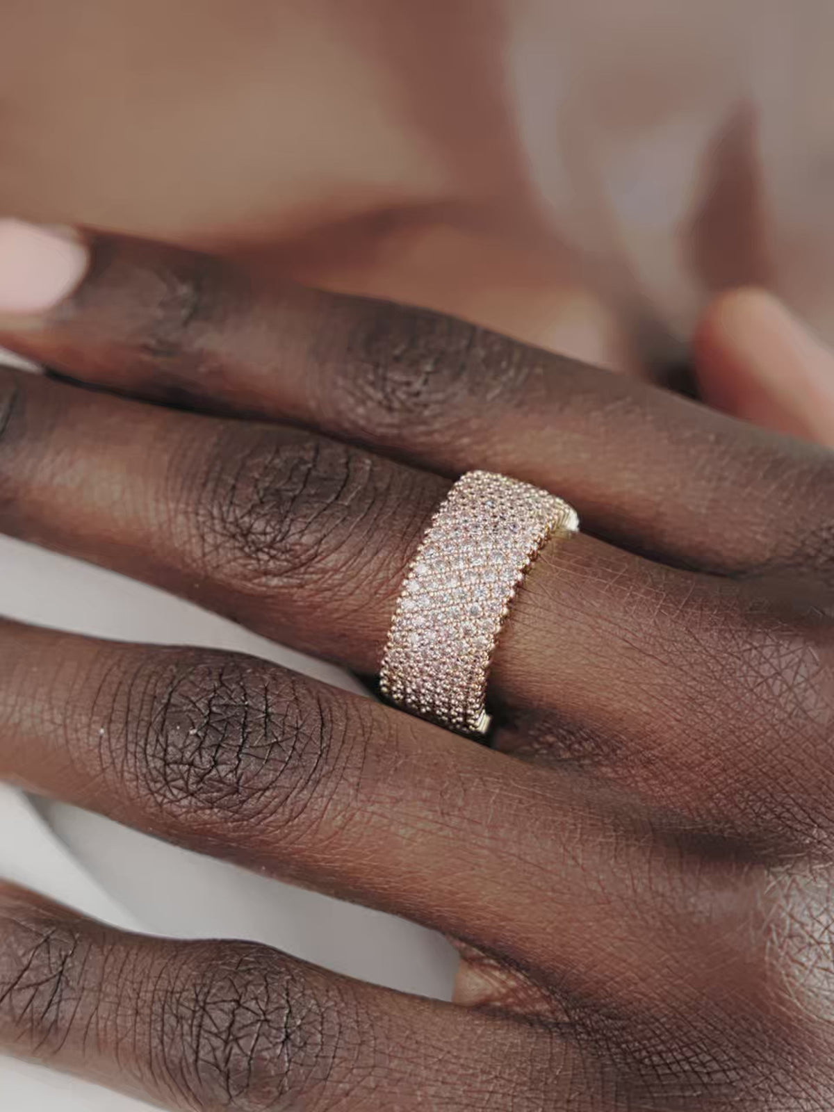 Crystal Thick Band Ring - Black Crystal with 18k Gold Plating | Ettika