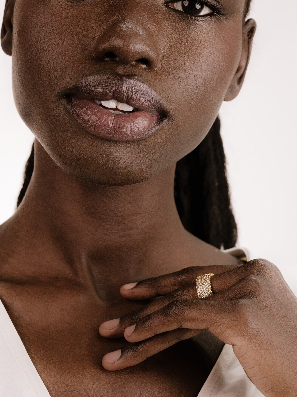 Crystal Thick Band Ring - Black Crystal with 18k Gold Plating | Ettika