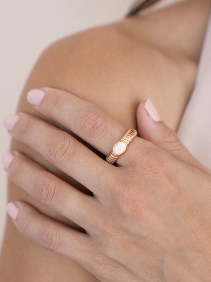 Opal Flex Ribbed Ring - Opal | Ettika