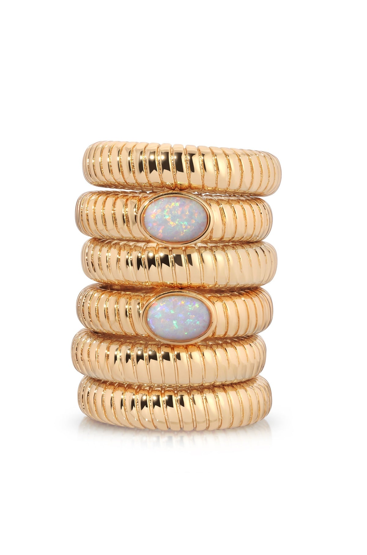 Opal Flex Ribbed Ring - Opal | Ettika