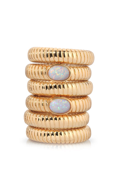 Opal Flex Ribbed Ring - Opal | Ettika