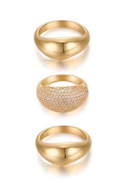 Timeless Glamour Ring Set - Clear Crystal with 18k Gold Plating | Ettika