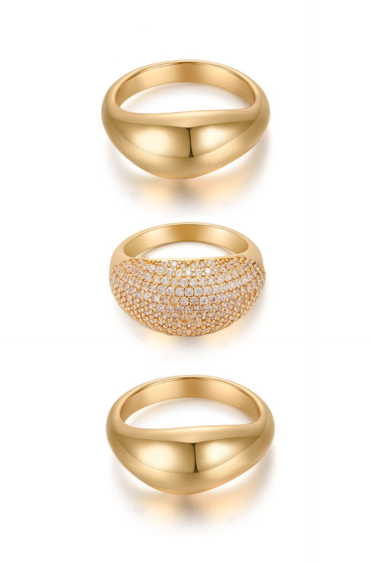 Timeless Glamour Ring Set - Clear Crystal with 18k Gold Plating | Ettika
