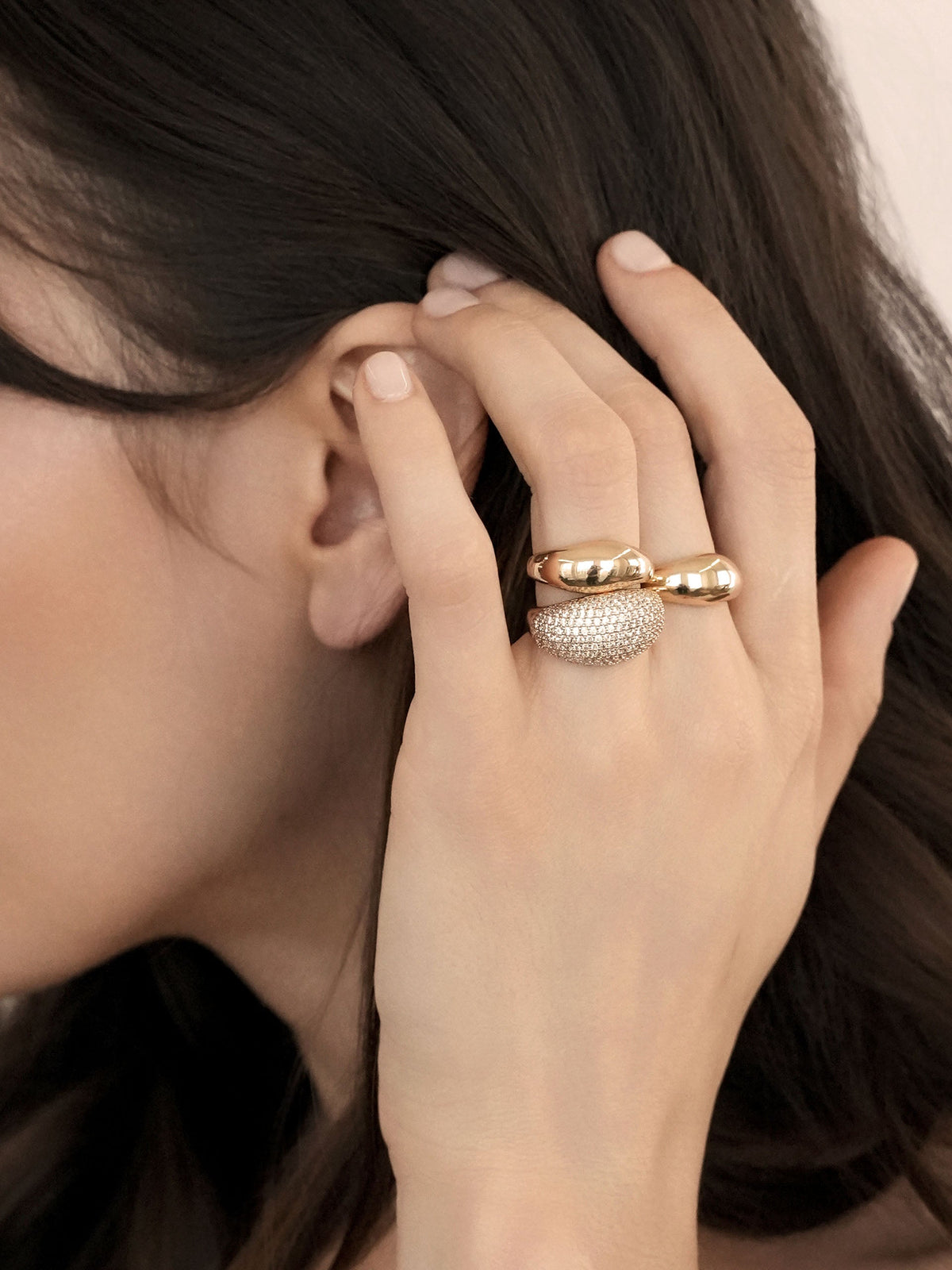 Timeless Glamour Ring Set - Clear Crystal with 18k Gold Plating | Ettika