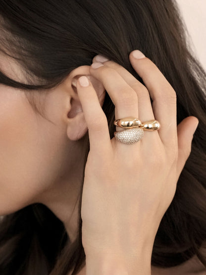Timeless Glamour Ring Set - Clear Crystal with 18k Gold Plating | Ettika