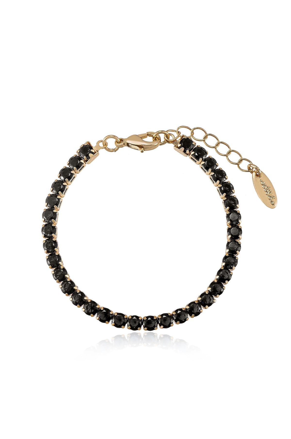 Giselle Sparkle Crystal Bracelet - Black Crystal with 18k Gold Plating | Ettika
