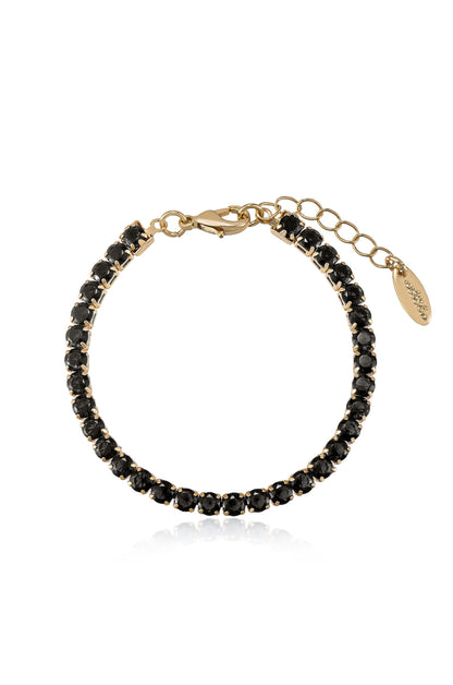 Giselle Sparkle Crystal Bracelet - Black Crystal with 18k Gold Plating | Ettika