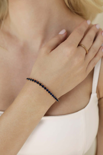 Giselle Sparkle Crystal Bracelet - Black Crystal with 18k Gold Plating | Ettika