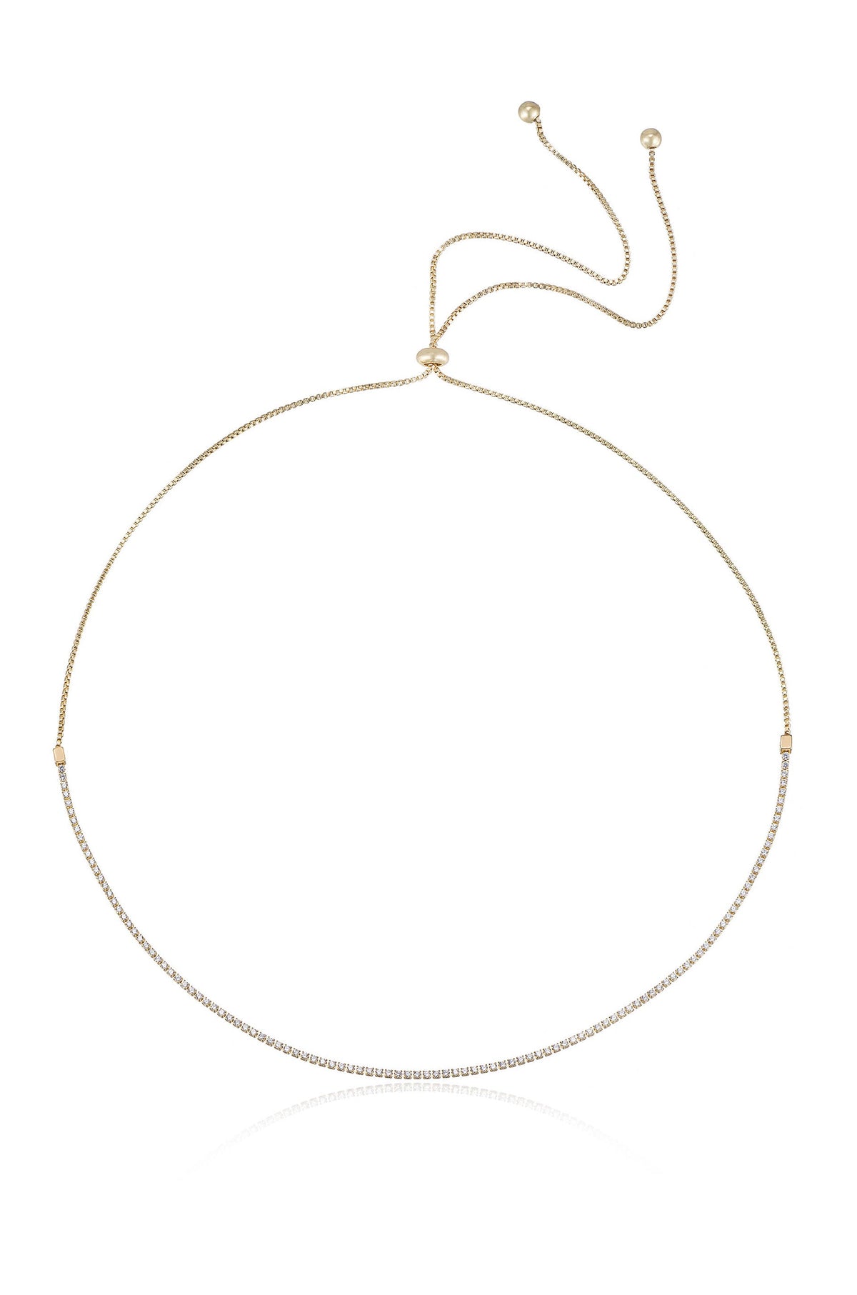 Adjustable Box Chain Necklace - Black Crystal with 18k Gold Plating | Ettika