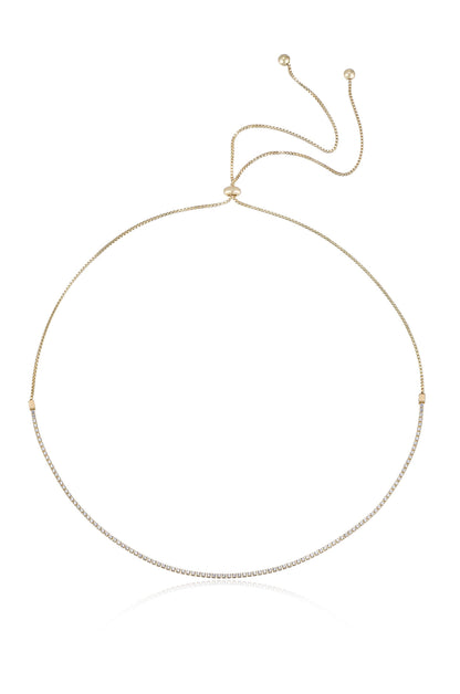 Adjustable Box Chain Necklace - Black Crystal with 18k Gold Plating | Ettika