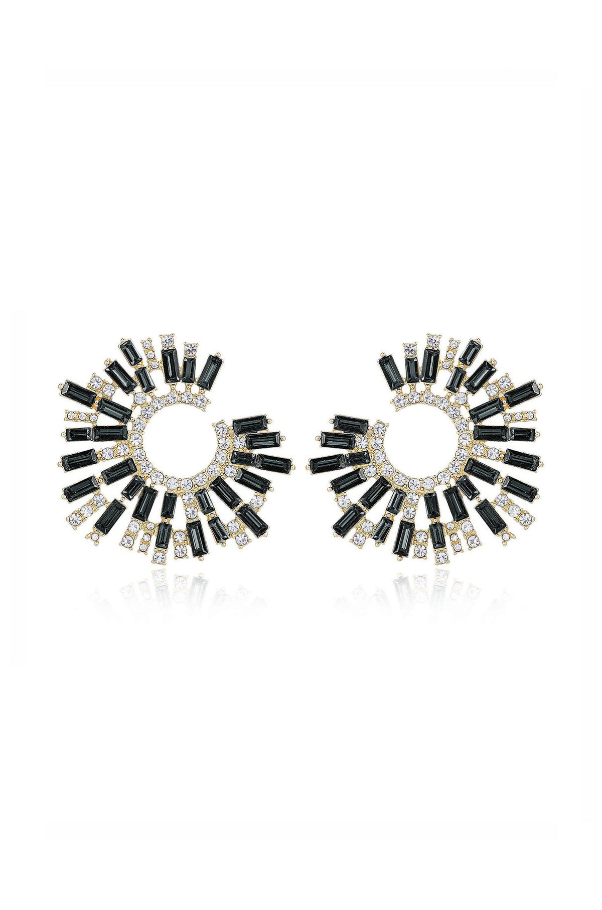 Opulent Stardust Earrings - Black Crystal with 18k Gold Plating | Ettika