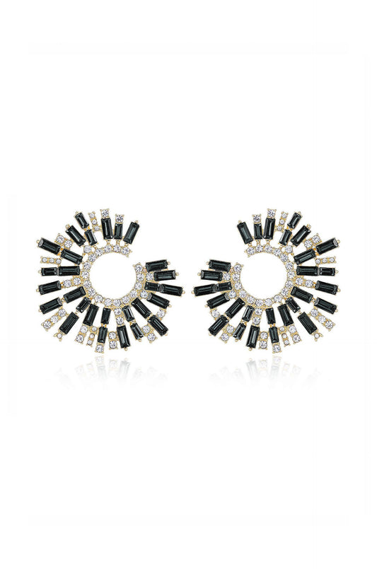Opulent Stardust Earrings - Black Crystal with 18k Gold Plating | Ettika