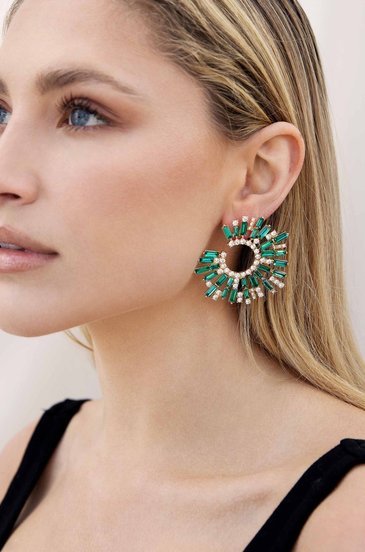 Opulent Stardust Earrings - Black Crystal with 18k Gold Plating | Ettika