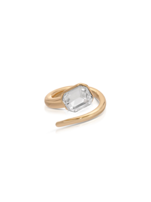 Emerald Deco Wrap Ring - Emerald Crystal with 18k Gold Plating | Ettika