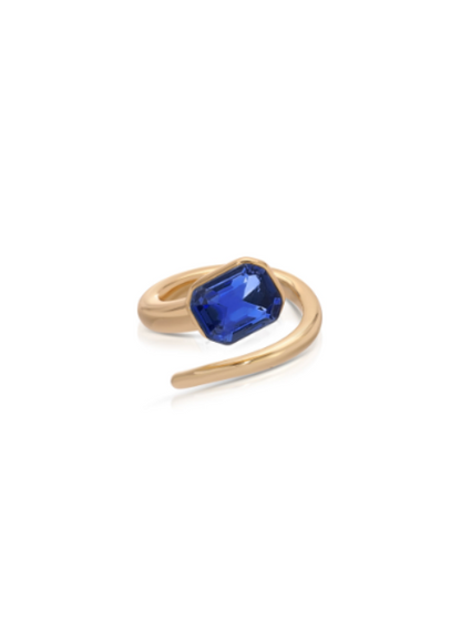 Emerald Deco Wrap Ring - Emerald Crystal with 18k Gold Plating | Ettika