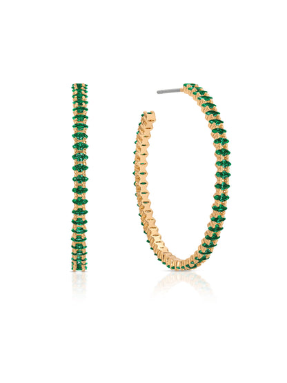 Emerald Marquise Hoops - Emerald Crystal with 18k Gold Plating | Ettika
