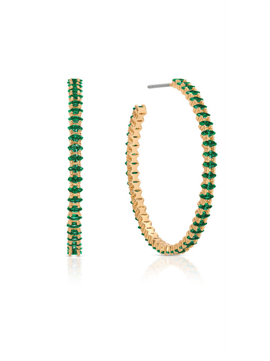 Emerald Marquise Hoops - Emerald Crystal with 18k Gold Plating | Ettika