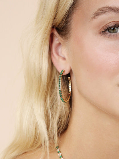 Emerald Marquise Hoops - Emerald Crystal with 18k Gold Plating | Ettika