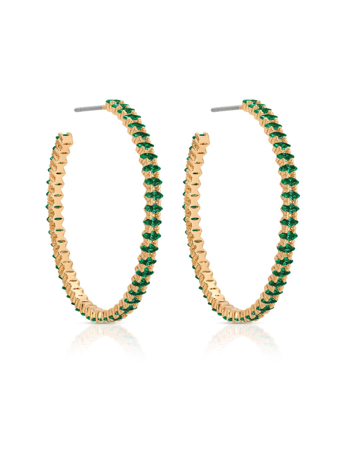 Emerald Marquise Hoops - Emerald Crystal with 18k Gold Plating | Ettika