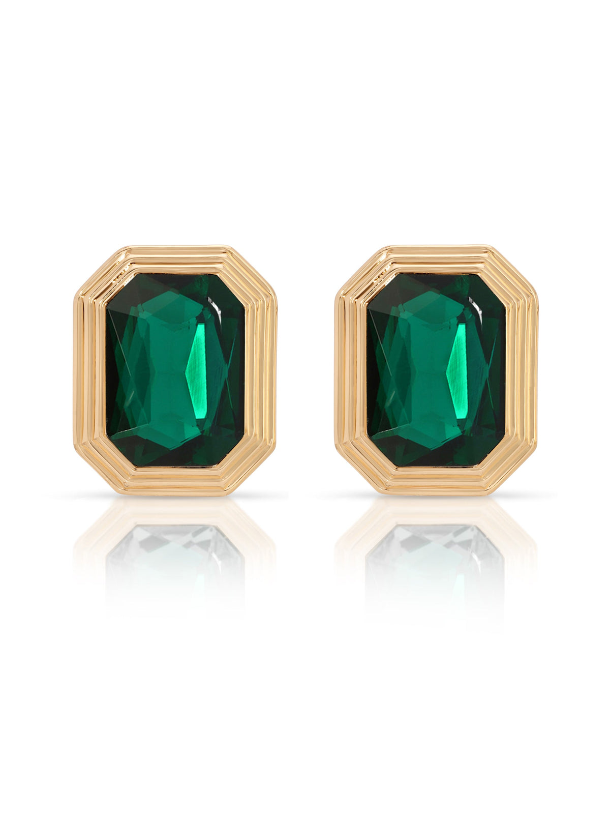 Emerald Deco Earrings - Emerald Crystal with 18k Gold Plating | Ettika