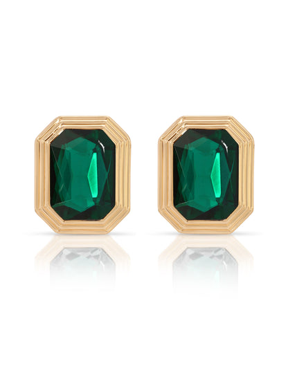 Emerald Deco Earrings - Emerald Crystal with 18k Gold Plating | Ettika