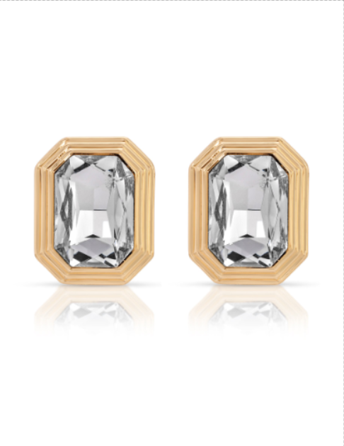 Emerald Deco Earrings - Emerald Crystal with 18k Gold Plating | Ettika