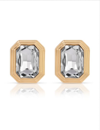 Emerald Deco Earrings - Emerald Crystal with 18k Gold Plating | Ettika