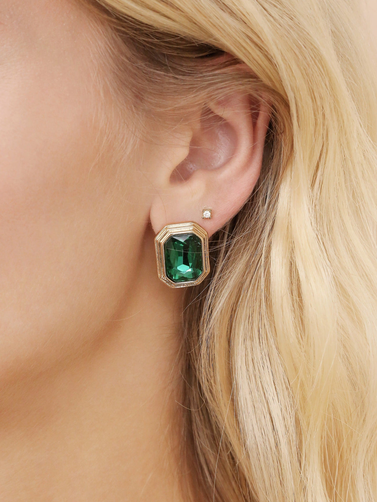 Emerald Deco Earrings - Emerald Crystal with 18k Gold Plating | Ettika