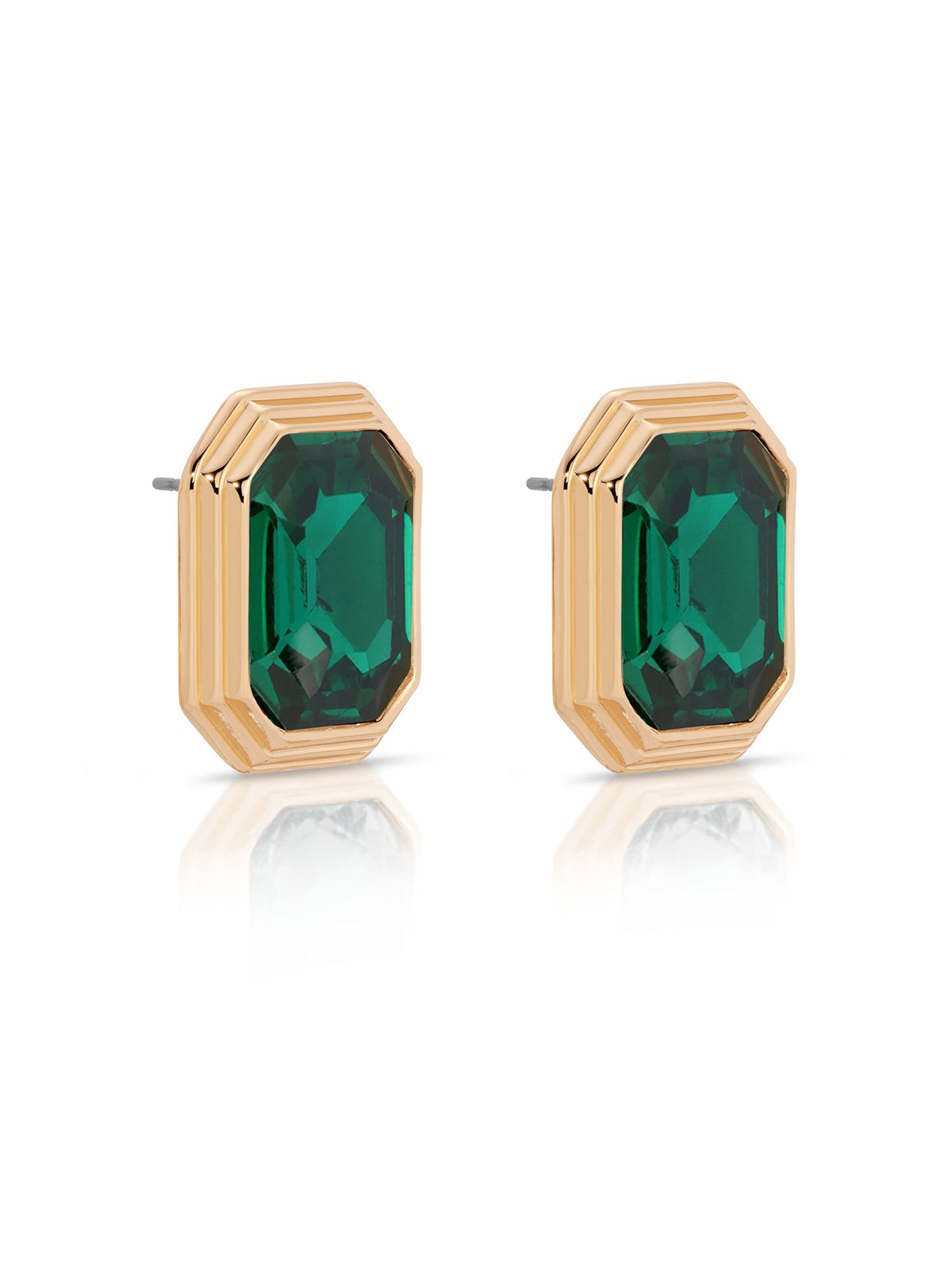 Emerald Deco Earrings - Emerald Crystal with 18k Gold Plating | Ettika