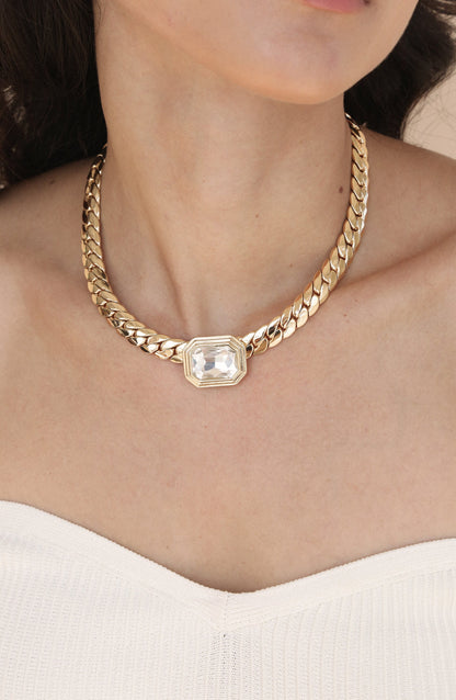 Emerald Deco Necklace - Emerald Crystal with 18k Gold Plating | Ettika