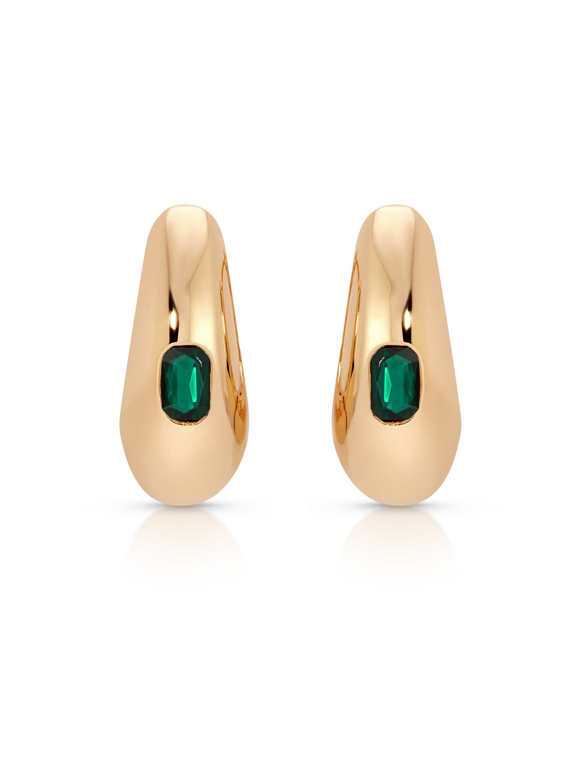 Emerald Deco Hoops - Emerald Crystal with 18k Gold Plating | Ettika