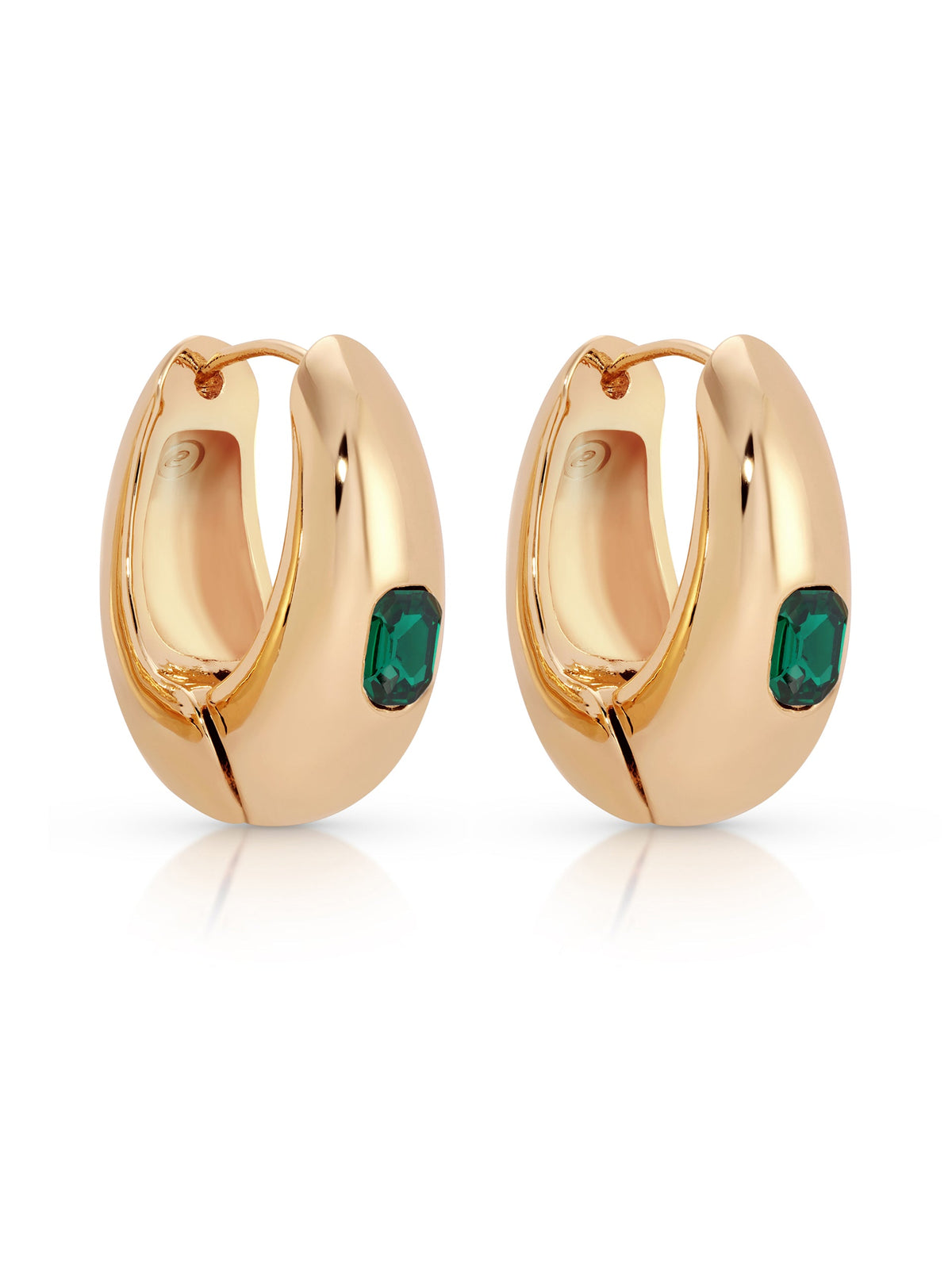 Emerald Deco Hoops - Emerald Crystal with 18k Gold Plating | Ettika