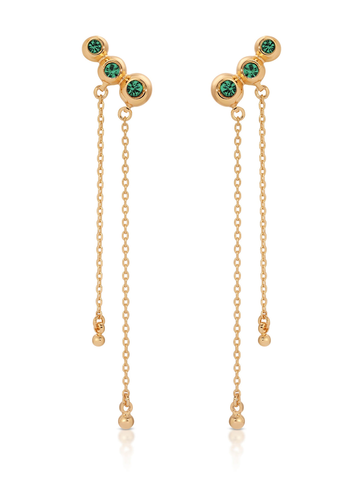 Emerald City Waterfall Earrings - Emerald Crystal with 18k Gold Plating | Ettika