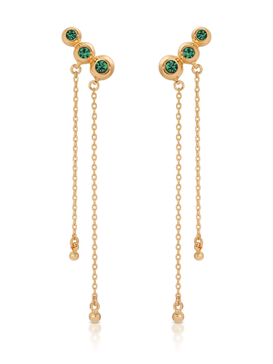 Emerald City Waterfall Earrings - Emerald Crystal with 18k Gold Plating | Ettika