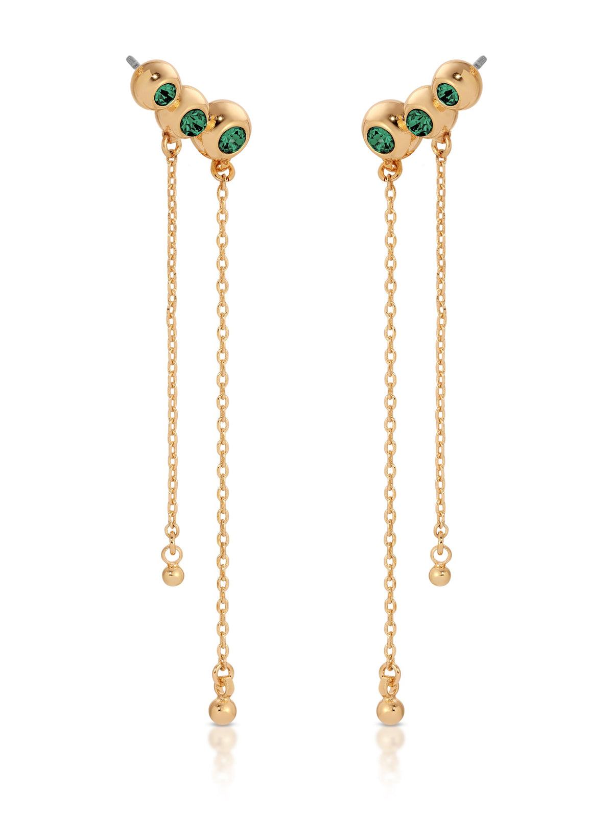 Emerald City Waterfall Earrings - Emerald Crystal with 18k Gold Plating | Ettika
