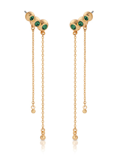 Emerald City Waterfall Earrings - Emerald Crystal with 18k Gold Plating | Ettika