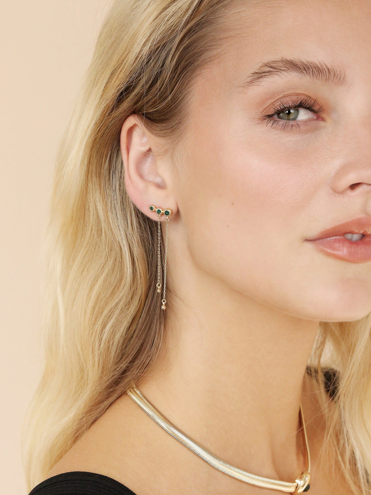 Emerald City Waterfall Earrings - Emerald Crystal with 18k Gold Plating | Ettika