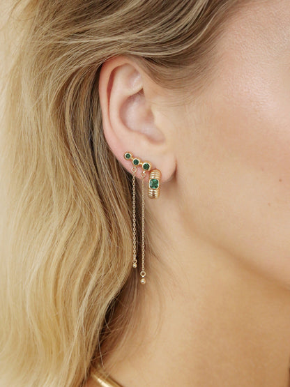 Emerald City Waterfall Earrings - Emerald Crystal with 18k Gold Plating | Ettika