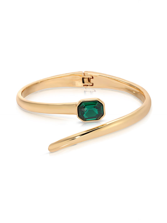 Deco Wrap Cuff - Emerald Crystal with 18k Gold Plating | Ettika