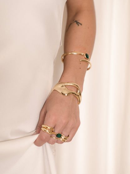 Deco Wrap Cuff - Emerald Crystal with 18k Gold Plating | Ettika