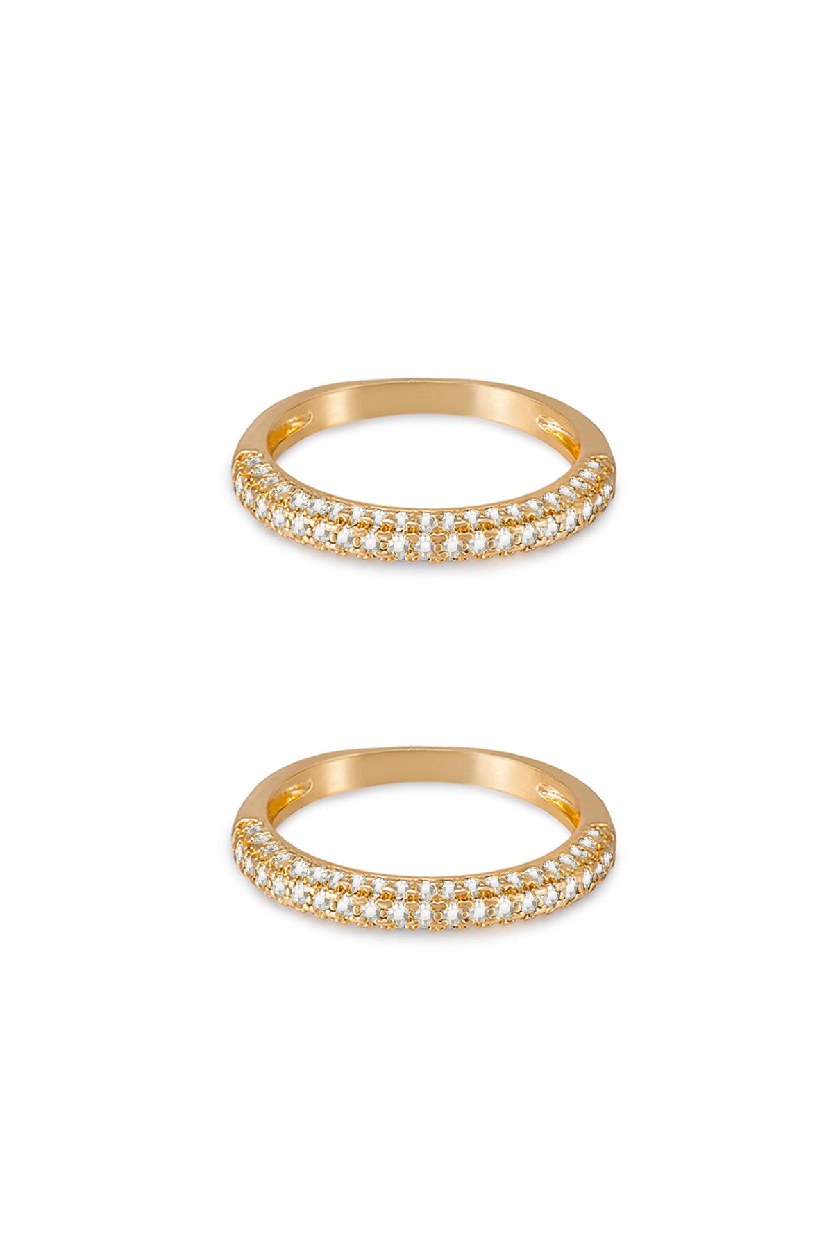 Simple Sparkle Band Ring Set - Black Crystal with 18k Gold Plating | Ettika