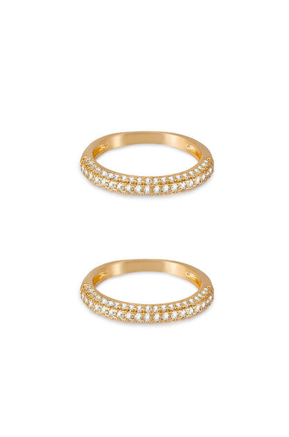Simple Sparkle Band Ring Set - Black Crystal with 18k Gold Plating | Ettika