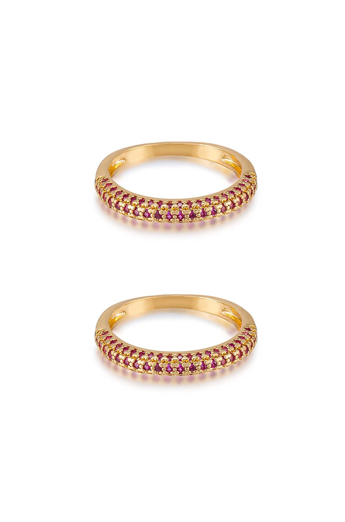 Simple Sparkle Band Ring Set - Black Crystal with 18k Gold Plating | Ettika