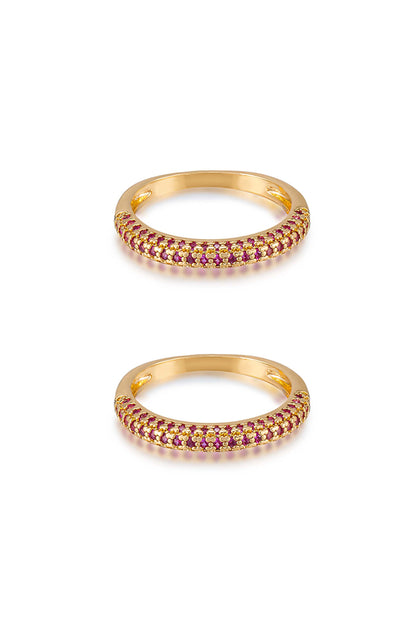 Simple Sparkle Band Ring Set - Black Crystal with 18k Gold Plating | Ettika